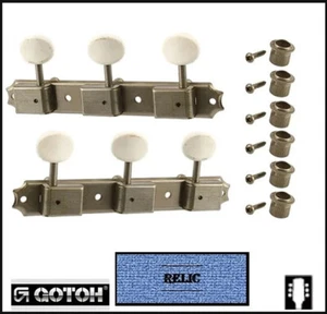 Gotoh 3x3 Vintage White Button Tuners on Strip - Aged/Relic Nickel TK-0700-007 - Picture 1 of 1
