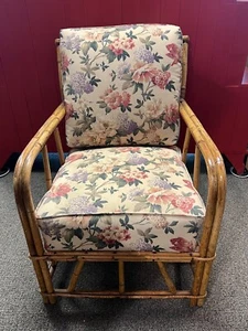 Vintage Rattan Bamboo Lounge Chair w/ Cushions - Picture 1 of 14