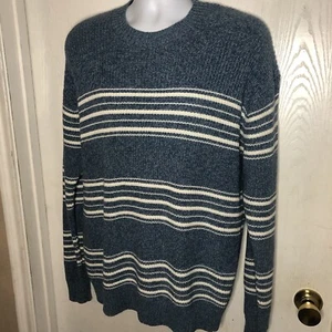 Maglione uomo Old Navy M blu bianco a righe girocollo maglia grossa casual preppy - Foto 1 di 9