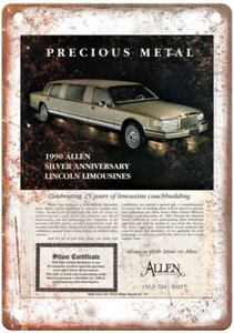 Vintage 1990 Lincoln Silver Anniversary Auto Ad Retro Look Metal Sign A4573 - Picture 1 of 2
