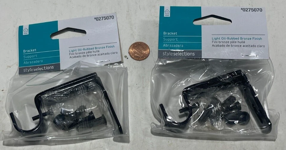 (2) Soportes de barra de cortina Style Selections acabado bronce frotado con aceite 0275070 Foto 1 de 2