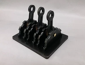 Steampunk light switch lever (triple), steel. Functional Industrial Age art - Picture 1 of 5