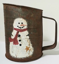 Rusty Old Vintage Bromwell's Flour Sifter w/ Snowman 3 cup measuring Works USA