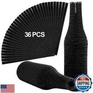 Schwarze Weinflaschenschutzhüllen von Wabenpapier, 36er Set Mehrwegglas  - Bild 1 von 5