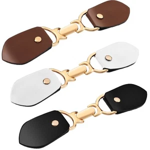 3 Pcs Cardigan Clip Holder Buckle Clasp Pin PU Leather Sweater Dress Closure ... - Picture 1 of 6