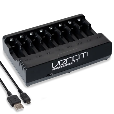 Rechargeable AA and AAA Battery Charging Dock - 8-Capacity - Venom Power - Image 1 of 4