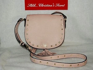 NEW VICTORIAS SECRET Shoulder Bag Crossbody Saddle Pink Blush Tassel Studded - Picture 1 of 6
