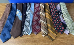 VTG. 12  Men's Silk & Polyester Ties Superla, Don Loper, Sears,60's - 80's#25-34 - Picture 1 of 9