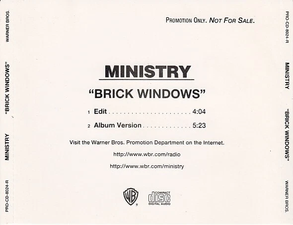 Ministry– Brick Windows (CD, Single Promo) V.G Foto 1 de 1