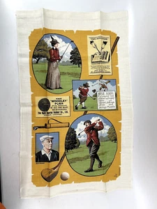Vintage R Batchelder Linen Screen Print Golf Golfing Ben Hogan Wall Hanging NOS - Picture 1 of 11