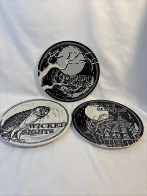 Set Of 3 Grasslands Road 8” Plates Halloween Plates Spooky Nights Scary Sounds - Image 1 of 4
