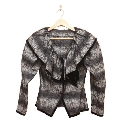 Autentico DIOR ChristianDior Giacca da donna in seta grigio chiaro nero rayon