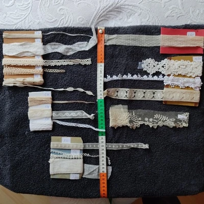 Lot de 16 dentelles anciennes coton petite largeur. - Photo 1/3