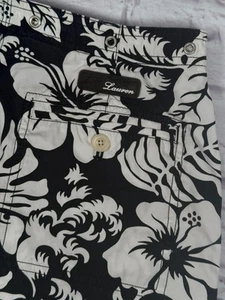 Lauren Ralph Lauren Hawaiian Floral Capri Pants Womens Sz 10 Black White - Picture 1 of 9