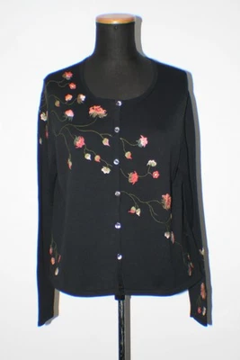 Sehr schöne Peruvian Connection Strickjacke, handbestickt mit Blüten, Gr. M  NEU - Bild 1 von 4