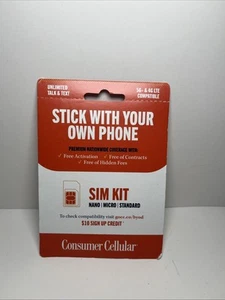 Consumer Cellular All-In-One SIM Card - NEW SEALED - Picture 1 of 2