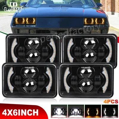 For Chevrolet Monte Carlo SS 1980-1988 El Camino 4PCS 4x6" LED Headlights Hi/Lo - Image 1 of 4
