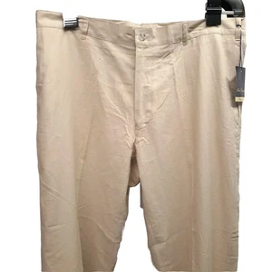 NWT Alan Flusser Pants Men 36 X 32 Light Beige Linen Rayon Trousers Flat Front - Picture 1 of 7
