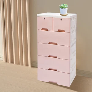5-Tier Plastic Clothes Storage Dresser 6 Drawer Closet Organizer Locker 4-Wheels - Picture 1 of 17