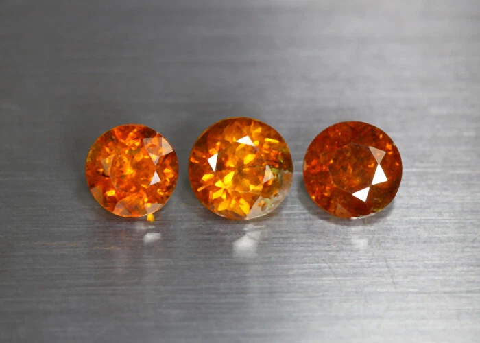7,29 Cts "Esfalerita Naranja Dorada 100% Natural_Juego de 3 Piezas" Foto 1 de 1