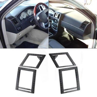 Tampa de ventilação de ar CA lateral interna de fibra de carbono acabamento 6* para Chrysler 300 2005-2007 - Imagem 1 de 4