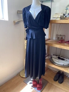 Vintage 70’s80’s Dress JODY Black Jersey Sweet Femme Dress Size 13 - Picture 1 of 6