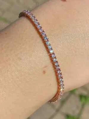 7Ct Round Cut Lab Created Diamond Tennis Bracelet 14K Rose Gold Plated Silver - Image 1 of 4