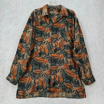 Camisa masculina manga longa vintage Robert Stock 100% seda arte geométrica abstrata GG - Imagem 1 de 4