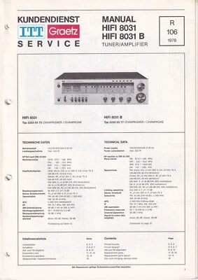 Manuale di assistenza per ITT Graetz HiFi 8031