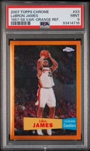 Topps Chrome LeBron James 1957-58 2007 variación refractor naranja #/199 PSA 9 - Imagen 1 de 2