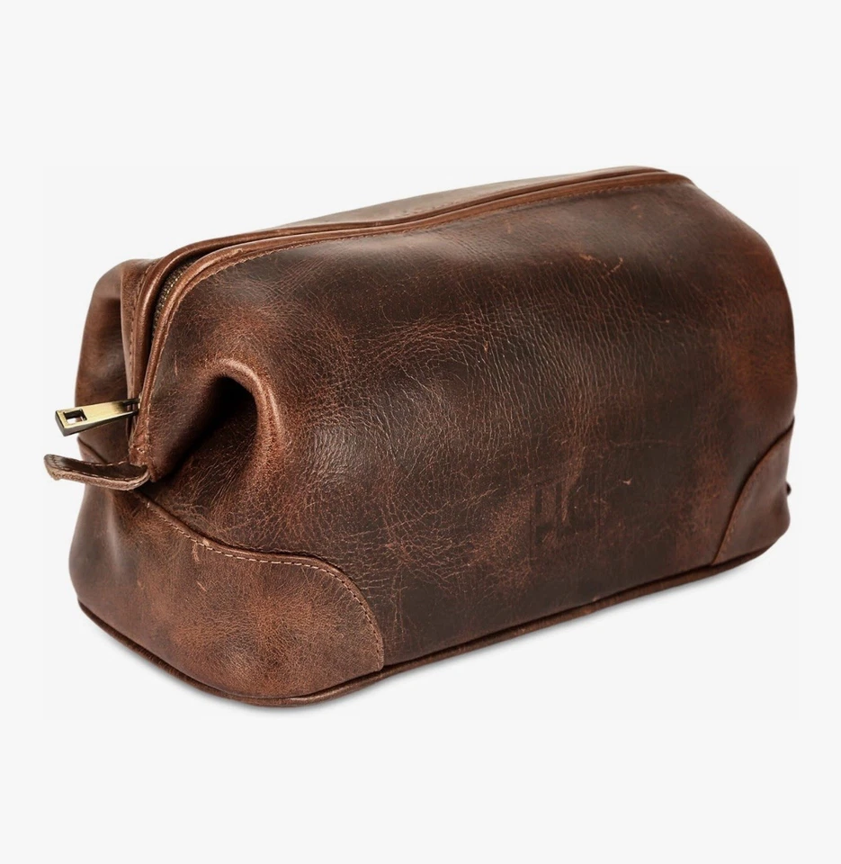 HLC Leather Toiletry Bag for Men Travel Organizer- Blue