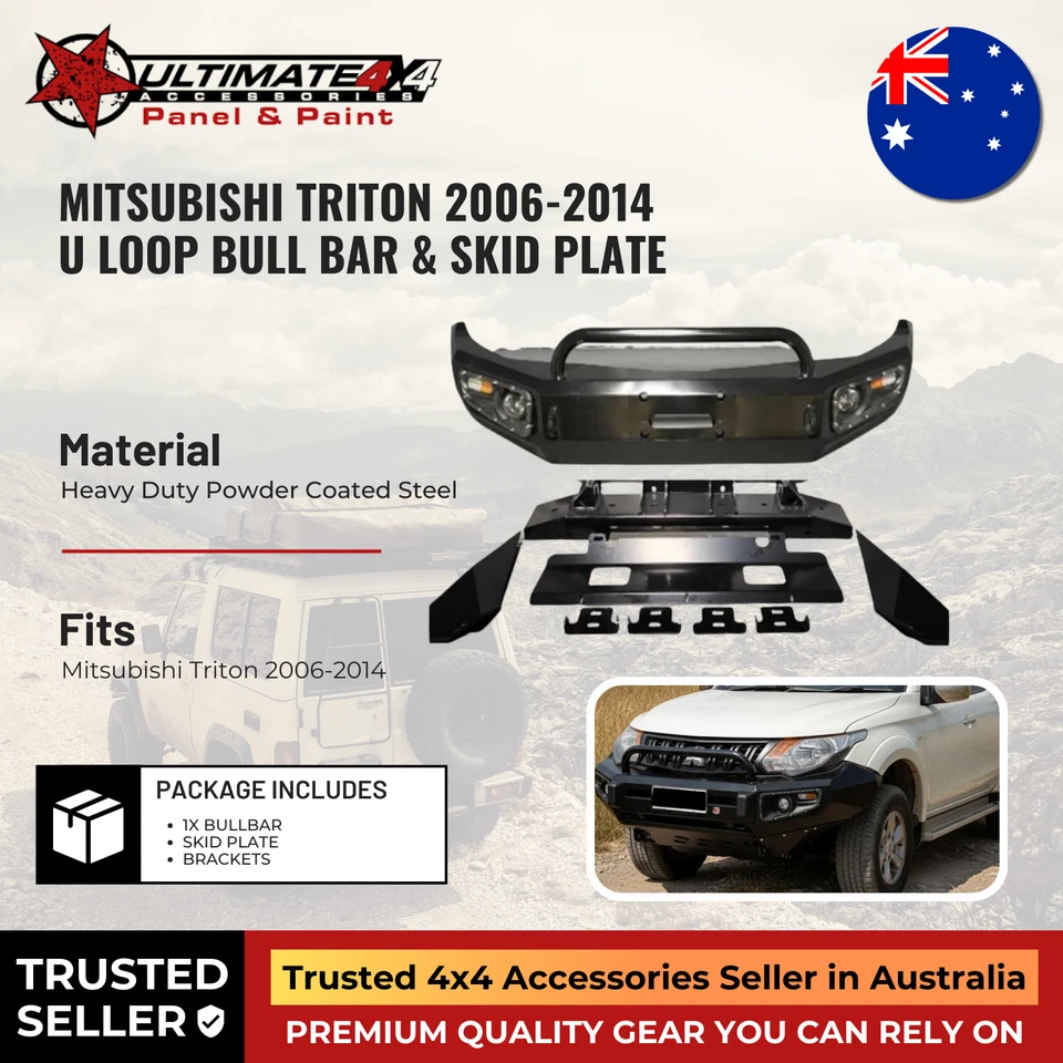 Mitsubishi Triton 2006–2014 U Loop Bull Bar & Skid Plate Front Guard Set - image 1 of 4