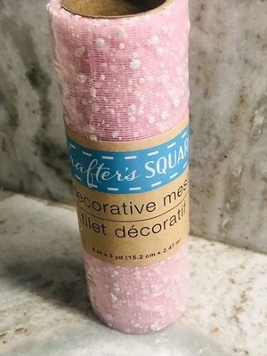 CRAFTER'S SQUARE 6" X 3 yardas Salpicaduras Malla Decorativa ~ Rosa NUEVO 2 Piezas Foto 1 de 2