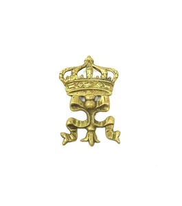 VTG Solid Brass Royal Crown with Bow 2.5" Brooch Unisex Royalty Regal Antique - Picture 1 of 5