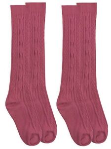 Jefferies Socks Girls Cable Knit Pattern Fashion School Dress Knee Highs Socks