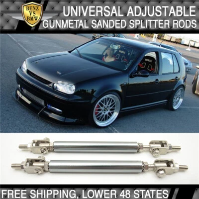 Front Gun Metal Sanded Bumper Lip Rod Splitter Strut Tie Bars 140mm-200mm - Image 1 of 4