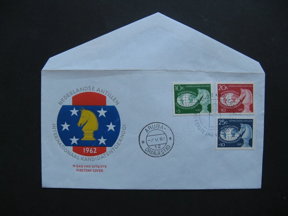 NETHERLANDS ANTILLES, cover FDC 1962, Chess candidates tournament - Image 1 of 1