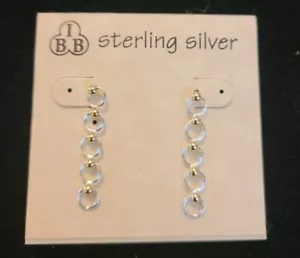 Vintage IBB 925 STERLING SILBER Ohrhänger mit 5 Ringen auf Karte - Bild 1 von 3