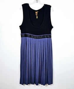 Vestido sin mangas BCBG Generation talla L para mujer negro azul elástico calce y acampanado - Imagen 1 de 13