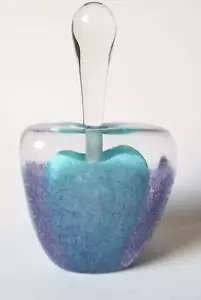 Michael Nourot Perfume Bottle Art Glass Blue Purple Signed - Picture 1 of 8