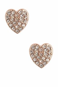NEW FOSSIL ROSE GOLD TONE,S/STEEL,CRYSTAL PAVE HEART STUD EARRINGS JOA00045791 - Picture 1 of 1