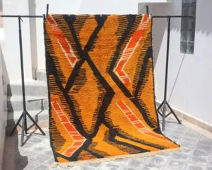 Berberteppich Marokko Handgeknüpft Lagerauflösung schwarz-orange 160 x 265 cm - Bild 1 von 1