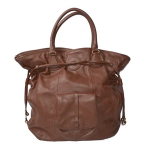 Isaac Mizrahi Live LG Satchel Leather Shoulder Bag Tote Purse Handbag Brown - Picture 1 of 8