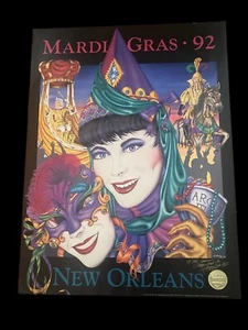 Vintage Mardi Gras New Orleans Poster Michael Hunt Double Signed Dedicated 1992 - Picture 1 of 13