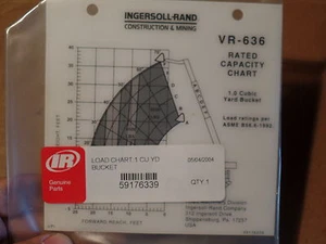 VOLVO VR-636 1.0 YARD CAPACITY CHART DECAL,59176339, 59 176 339 INGERSOLL RAND - Picture 1 of 1