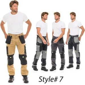 Pantalones de construcción de carga para hombre ropa de trabajo pantalones duraderos con bolsillos utilitarios en la rodilla - Imagen 1 de 30