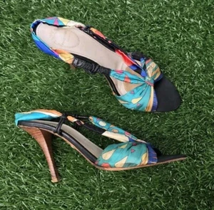 Decolte vintage Emilio Pucci in seta con tacco a spillo sul retro taglia 6,5-7 - Foto 1 di 10