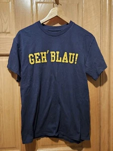 GEH' BLAU GO BLUE MICHIGAN WOLVERINES GERMANY T SHIRT GERMAN GEH BLAU MEDIUM - Picture 1 of 3