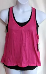 Everlast Women's 2-In-1 Floaty Pink/Black Racerback Tank Top - Size L NWT - Picture 1 of 4