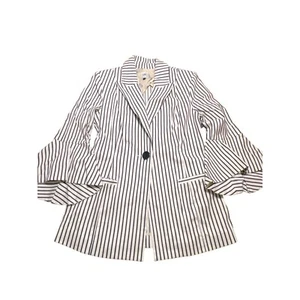 Cabi Striped Blazer White Black Stripes Bell Sleeves One Button Size 4 READ - Picture 1 of 6